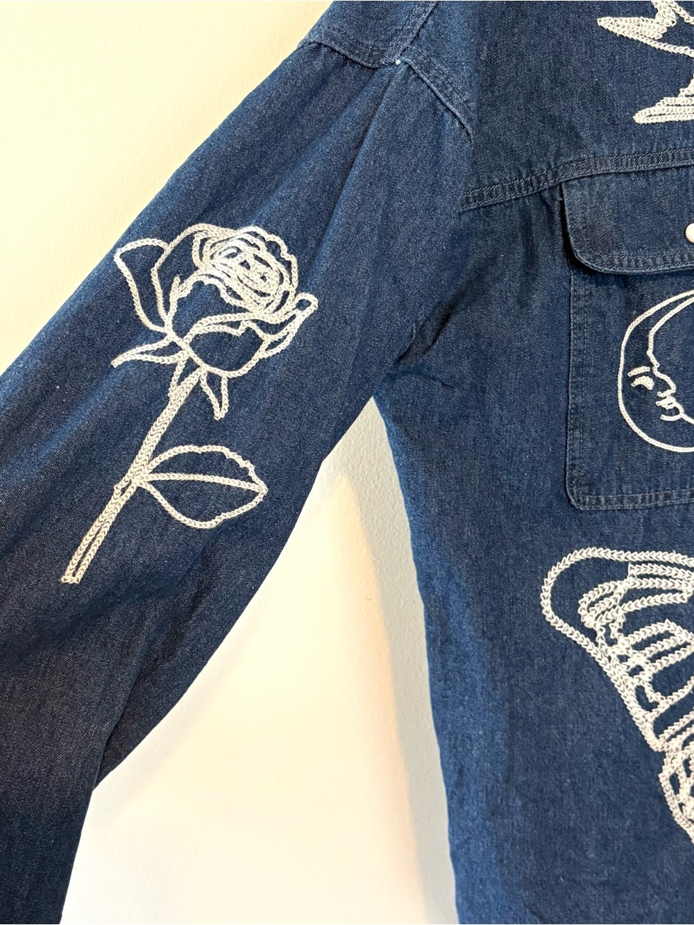Free People x Denim and Bone embroidered denim shirt - Picture 4 of 7